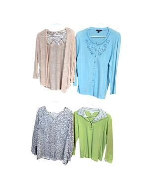 Women's Large 12 14 Tops Shirts Blouses Sweaters Wholesale Bulk Lot of 4 L